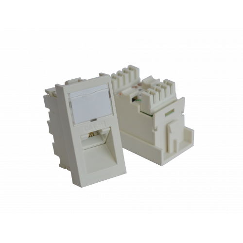 Вставка RJ-45 UTP Cat.5E, 22.5x45 мм угловая, с маркировкой, белая